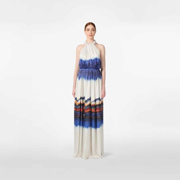 Tie-Dyed Printed Satin Silk Dress